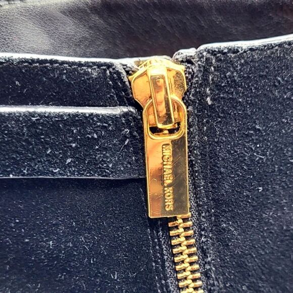 MK Michael Kors Black Suede Side Zip Block Heel Ankle Boots sz.7M $295 - Picture 8 of 10